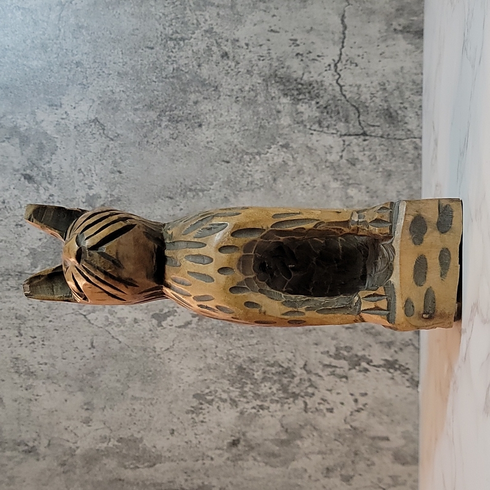 Vintage Wooden Hand Carved Folk Art Cat statue - Picture 3 of 8